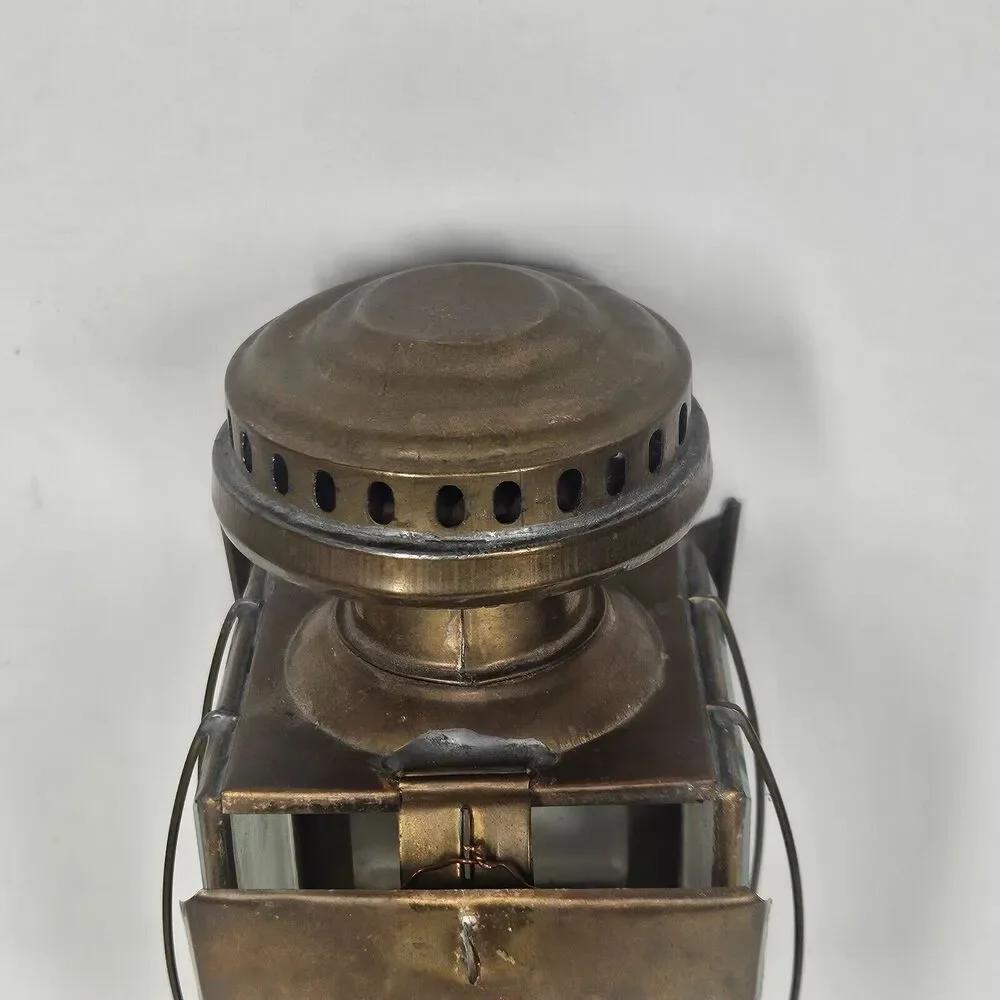 Brass Carriage Lamp Antique Coach Wall Light Fixture Glass